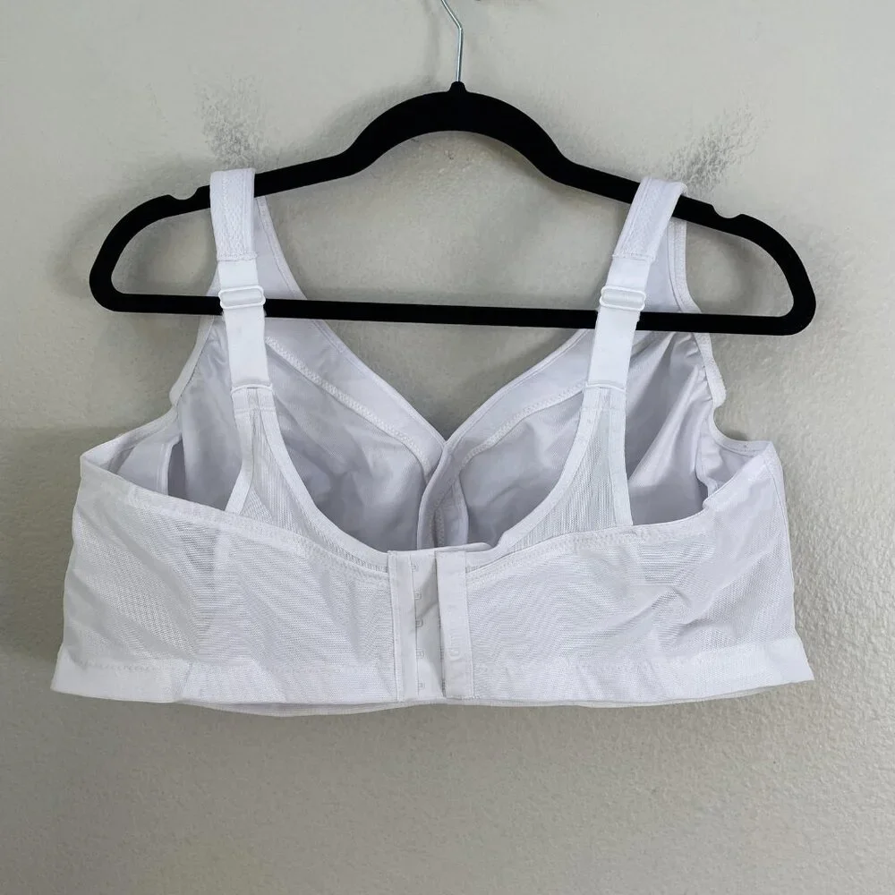 NEW Glamorise Sports Bra Womens 48F White Wireless Full Coverage Mesh Support - Picture 7 of 9